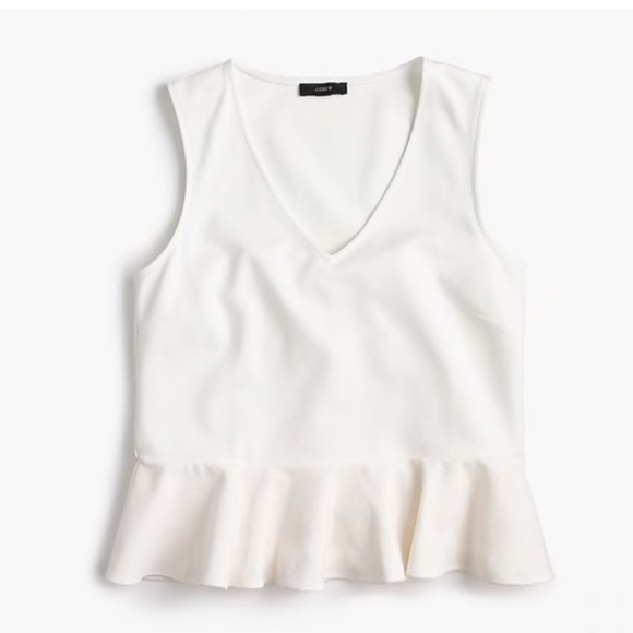 J. Crew Tops - J.Crew V White Peplum Sleeveless Blouse Large